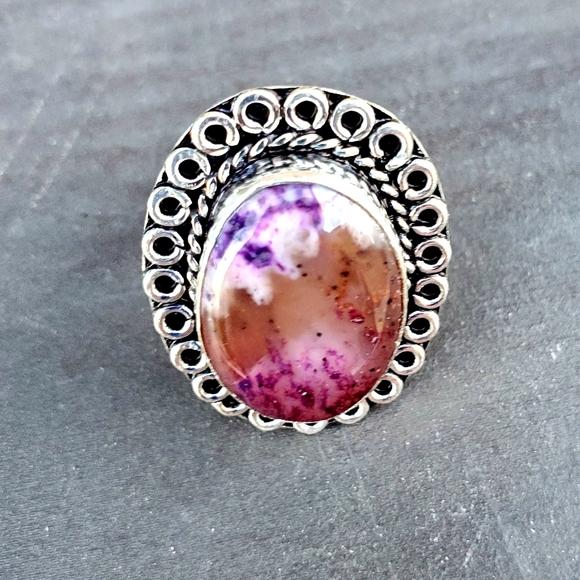 New Dyed Dendritic Opal 925 Silver Ring. - Picture 12 of 14